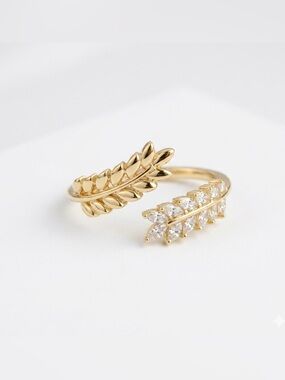 14K Gold Plated Spike Adjustable Ring Water Resistant Jewelry Dainty Minimalist